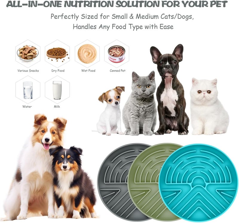 Lesipee Slow Feeder Dog Bowl for Large & Small Pets, Anti Choking Puzzle Dog Food Bowl with Non-Slip Base, Interactive Pet Slow Eating, Silicone Cat Feeder for Puppies & Cats(Grey Green) - Image 2
